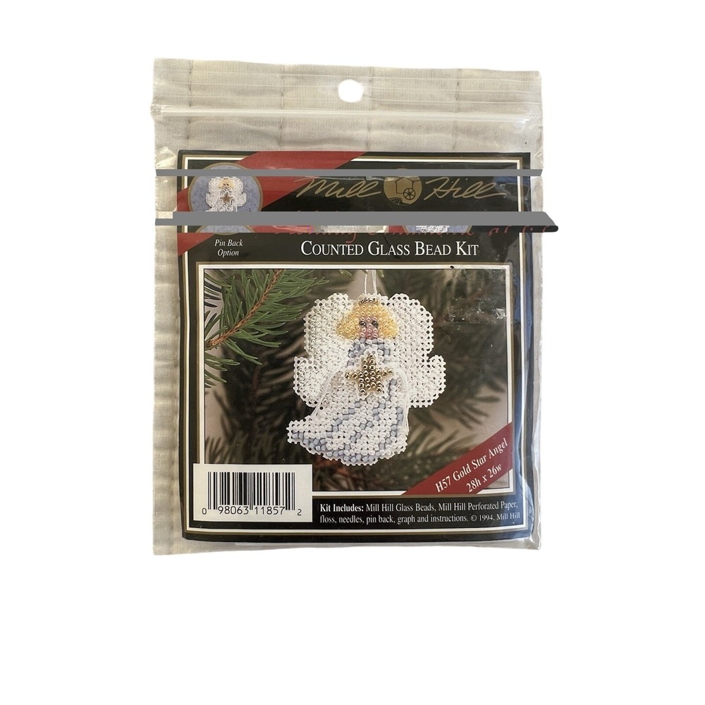 Mill Hill Holiday Ornaments V‎ H57 Gold Star Angel Glass Bead Kit Counted NEW